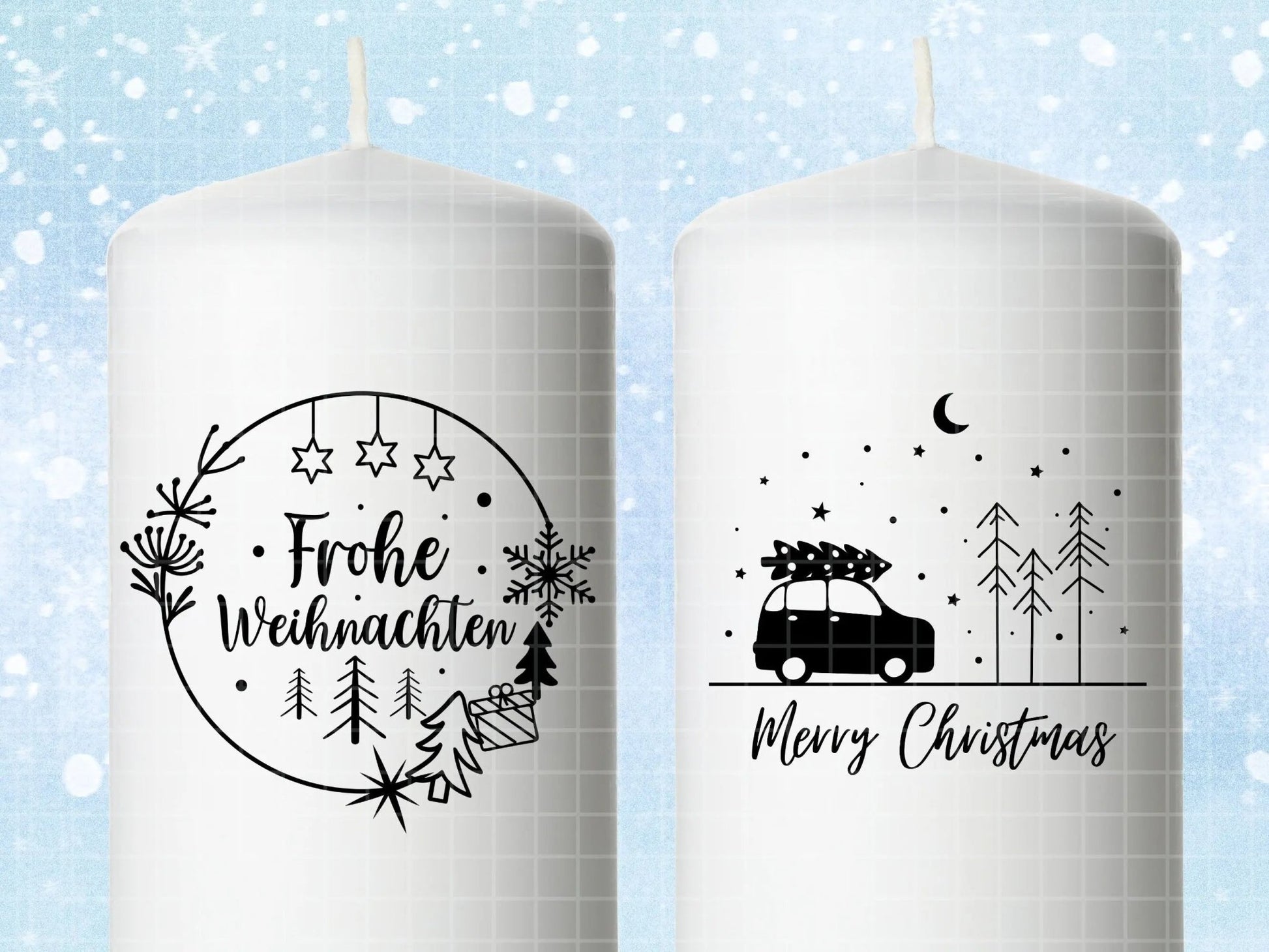 Stumpenkerzen Weihnachten PDF Vorlage - Kerzentattoo Kerzensticker - Weihnachtszauber - Adventskerzen - Winterlicht - Große Kerzen gestalten - EmidaDesign