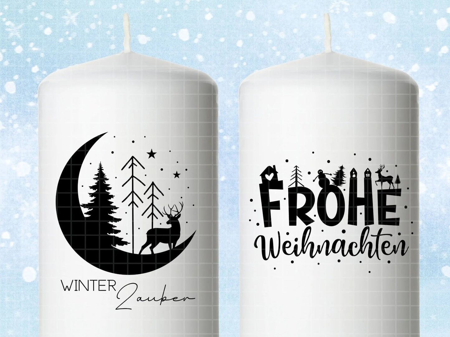 Stumpenkerzen Weihnachten PDF Vorlage - Kerzentattoo Kerzensticker - Weihnachtszauber - Adventskerzen - Winterlicht - Große Kerzen gestalten - EmidaDesign