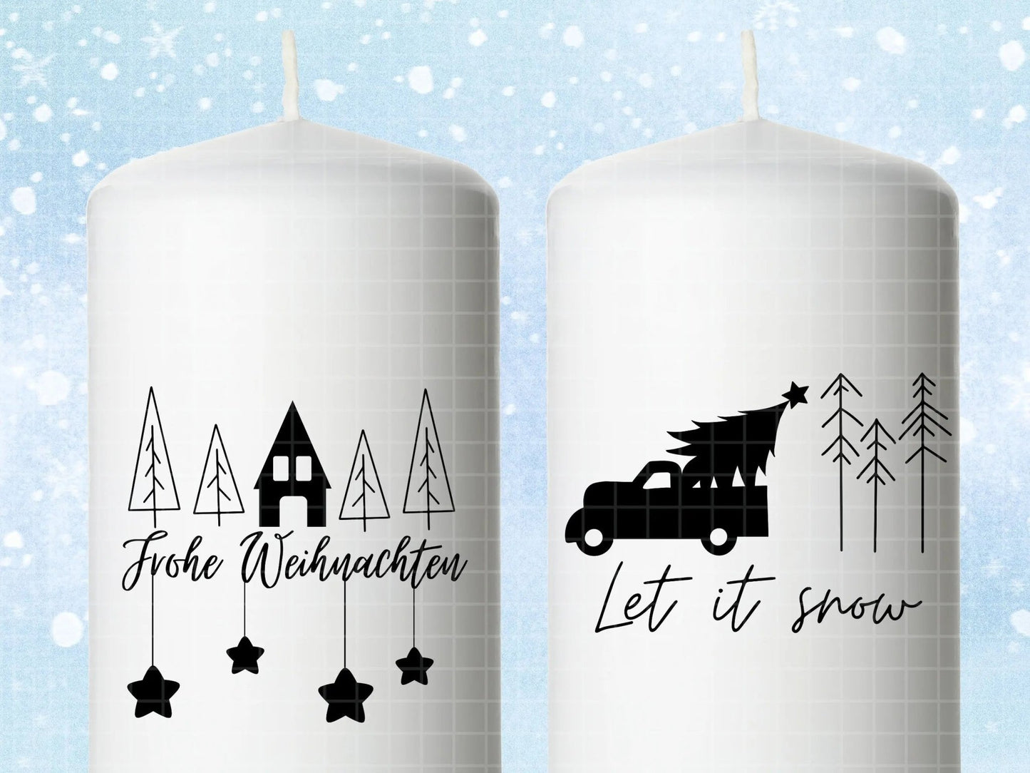 Stumpenkerzen Weihnachten PDF Vorlage - Kerzentattoo Kerzensticker - Weihnachtszauber - Adventskerzen - Winterlicht - Große Kerzen gestalten - EmidaDesign