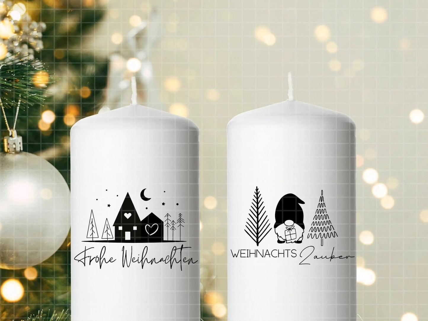 Stumpenkerzen Weihnachten PDF Vorlage - Kerzentattoo Kerzensticker - Weihnachtszauber - Adventskerzen - Winterlicht - Große Kerzen gestalten - EmidaDesign