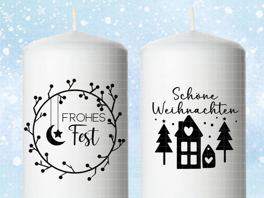 Stumpenkerzen Weihnachten PDF Vorlage - Kerzentattoo Kerzensticker - Weihnachtszauber - Adventskerzen - Winterlicht - Große Kerzen gestalten - EmidaDesign