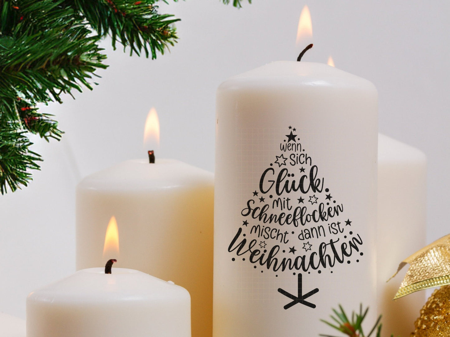 Stumpenkerzen Weihnachten PDF Vorlage - Kerzentattoo Kerzensticker - Weihnachtszauber - Adventskerzen - Winterlicht - Große Kerzen gestalten - EmidaDesign