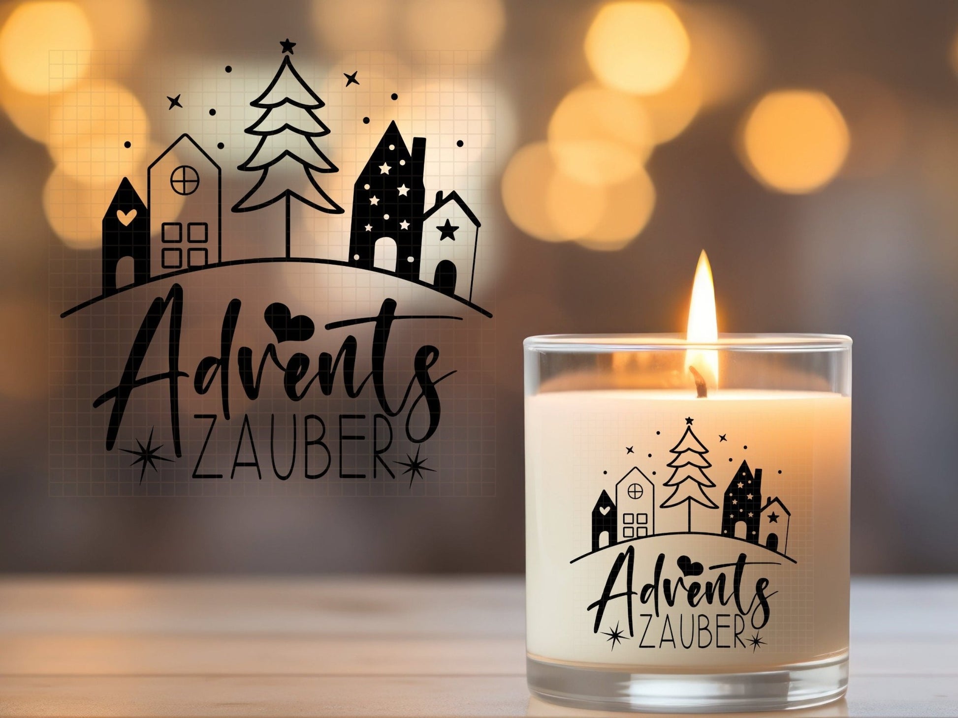 Stumpenkerzen Weihnachten PDF Vorlage - Kerzentattoo Kerzensticker - Weihnachtszauber - Adventskerzen - Winterlicht - Große Kerzen gestalten - EmidaDesign