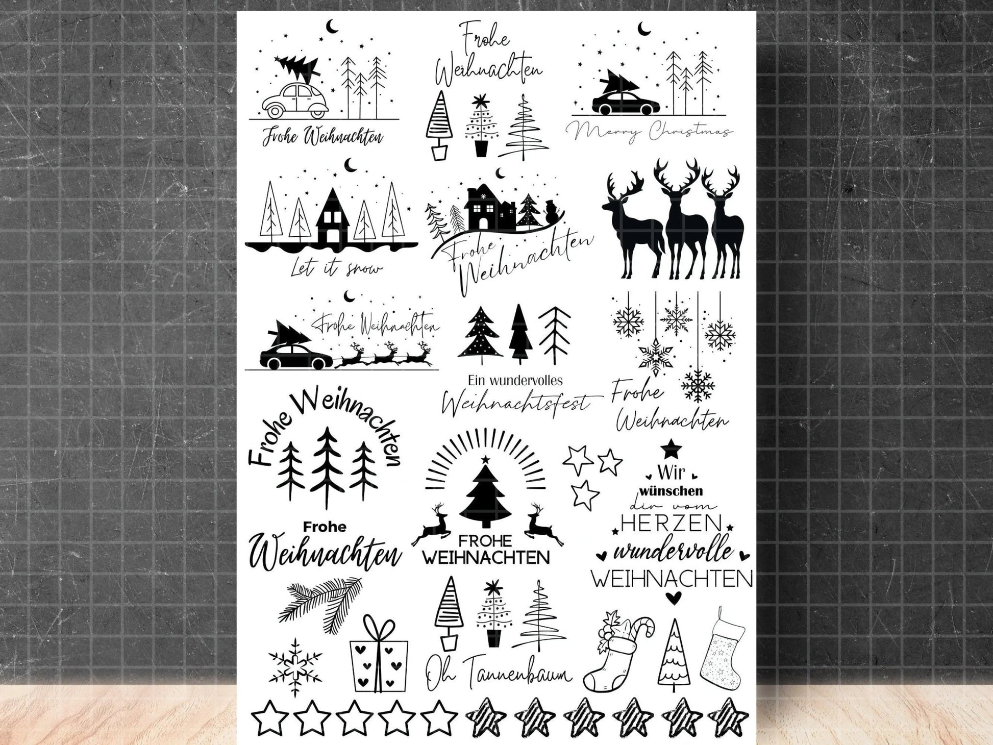 Stumpenkerzen Weihnachten PDF Vorlage - Kerzentattoo Kerzensticker - Weihnachtszauber - Adventskerzen - Winterlicht - Große Kerzen gestalten - EmidaDesign