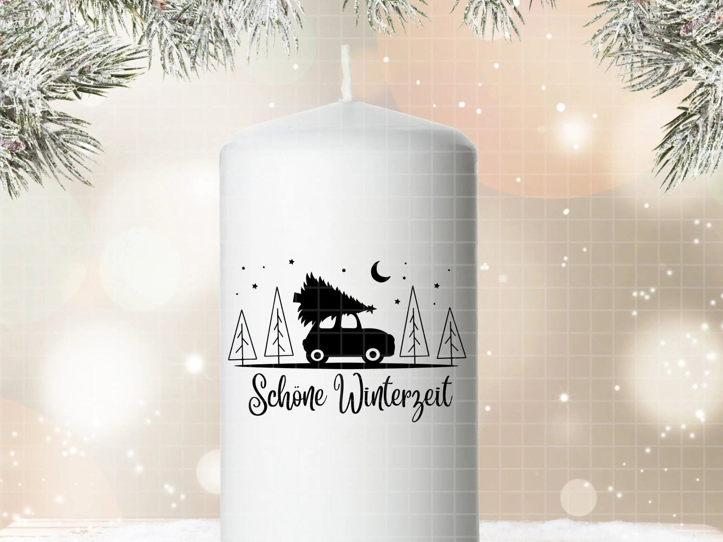 Stumpenkerzen Weihnachten PDF Vorlage - Kerzentattoo Kerzensticker - Weihnachtszauber - Hallo Winter - Winterlicht - Große Kerzen gestalten - EmidaDesign