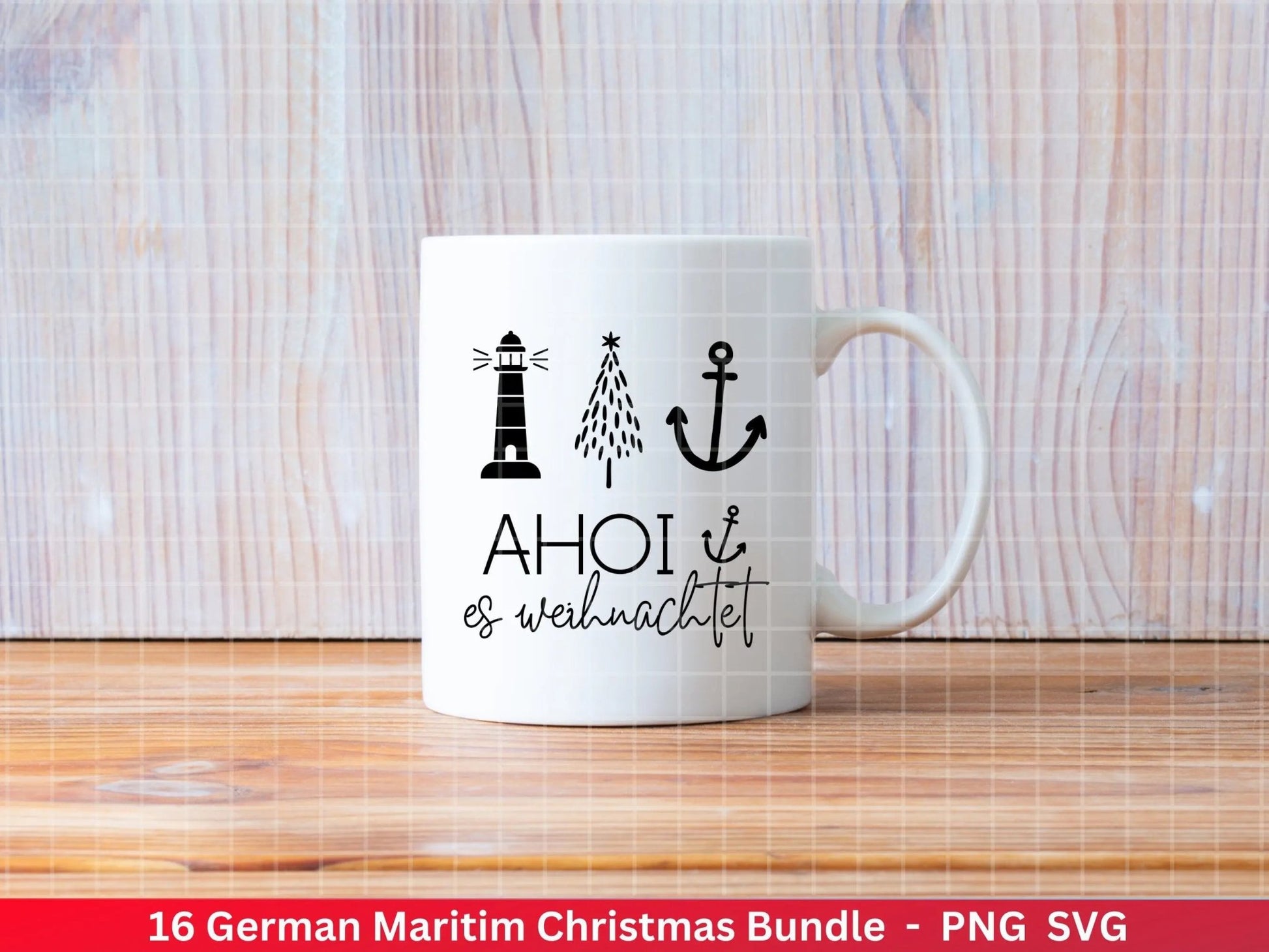 Weihnachten Maritim Plotterdatei Svg Png - Plotterdatei Möwe - Schriftzüge Weihnachten deutsch - Nordlicht Silhouette Cricut Download - EmidaDesign