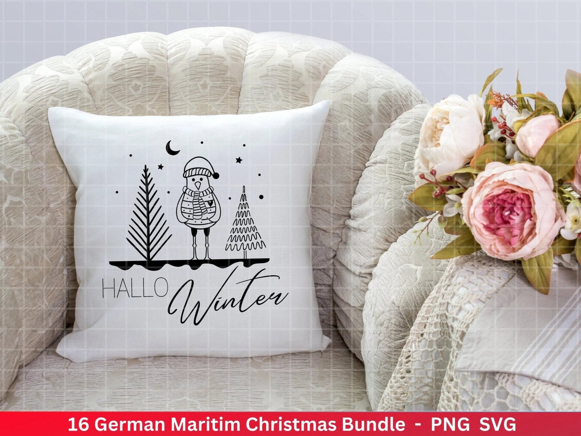 Weihnachten Maritim Plotterdatei Svg Png - Plotterdatei Möwe - Schriftzüge Weihnachten deutsch - Nordlicht Silhouette Cricut Download - EmidaDesign