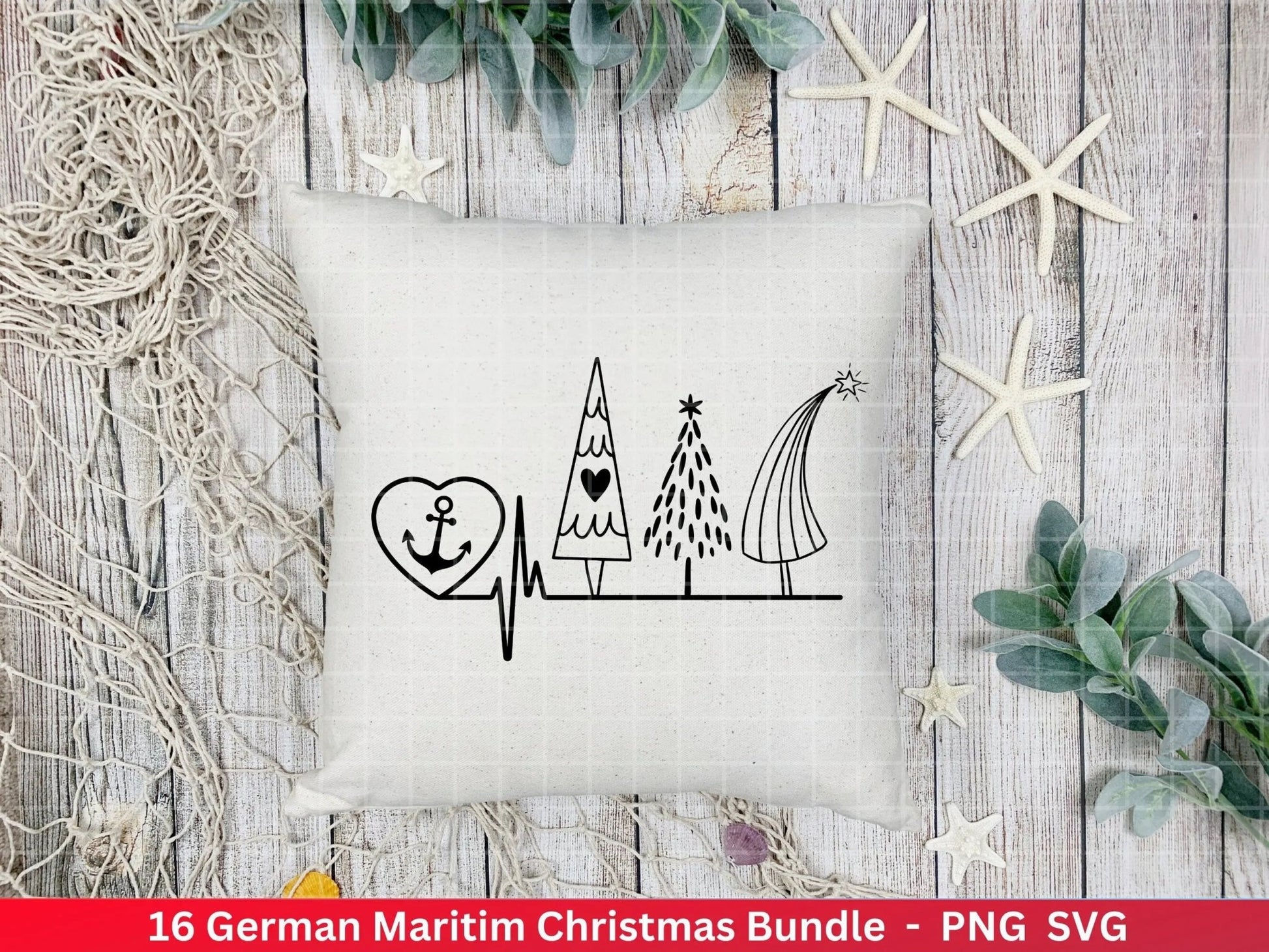 Weihnachten Maritim Plotterdatei Svg Png - Plotterdatei Möwe - Schriftzüge Weihnachten deutsch - Nordlicht Silhouette Cricut Download - EmidaDesign