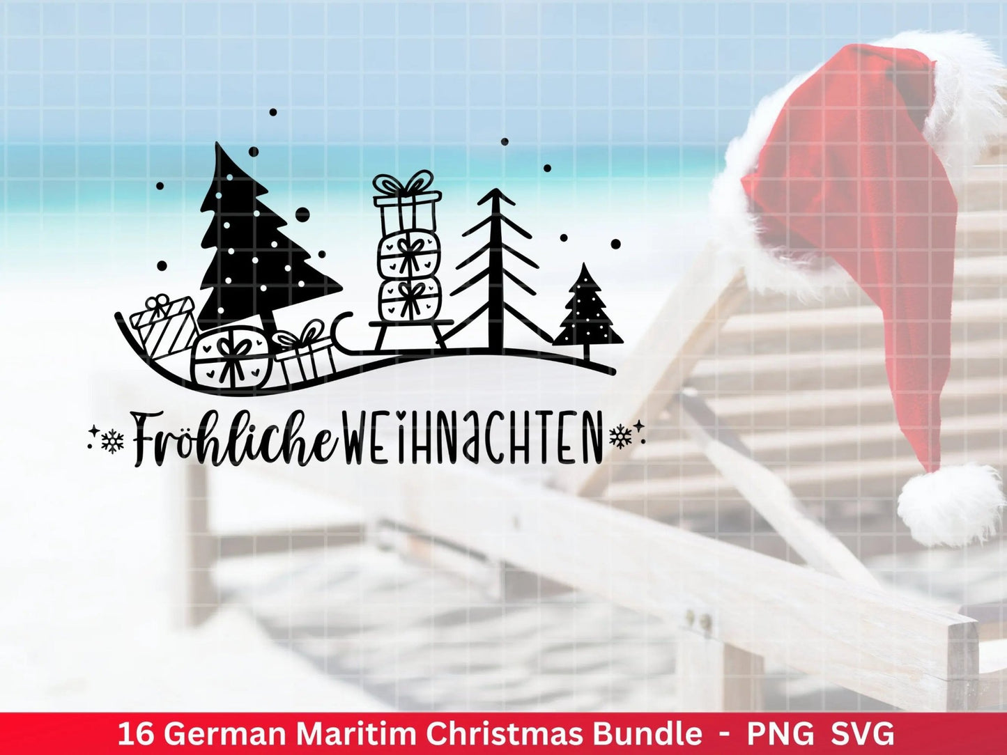 Weihnachten Maritim Plotterdatei Svg Png - Plotterdatei Möwe - Schriftzüge Weihnachten deutsch - Nordlicht Silhouette Cricut Download - EmidaDesign