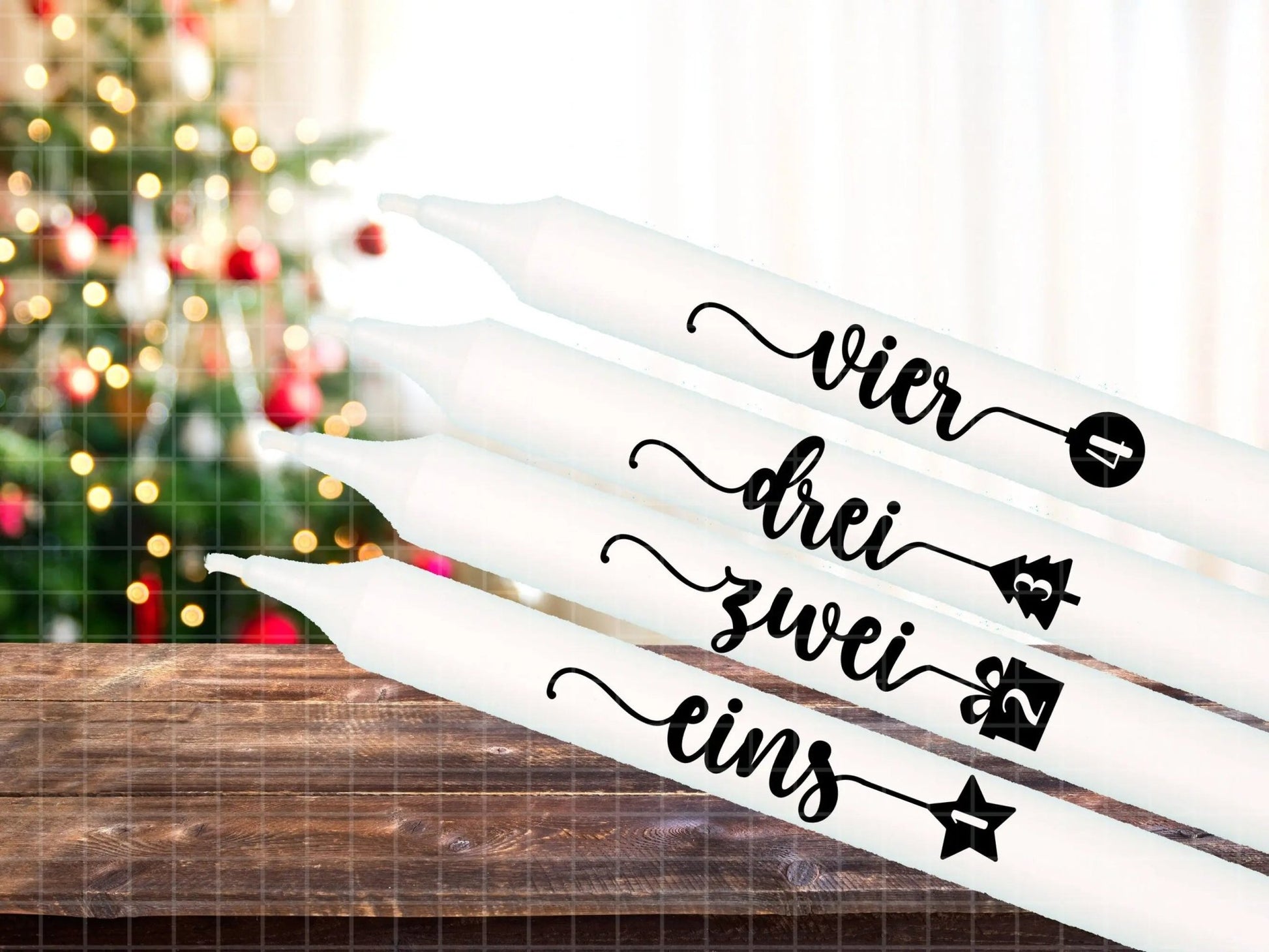 Weihnachten PDF Vorlage - Adventskerzen Tattoo Vorlage - Kerzen selbst gestalten - Kerzensticker Weihnachtszeit - Weihnachtskerze - Advent - EmidaDesign