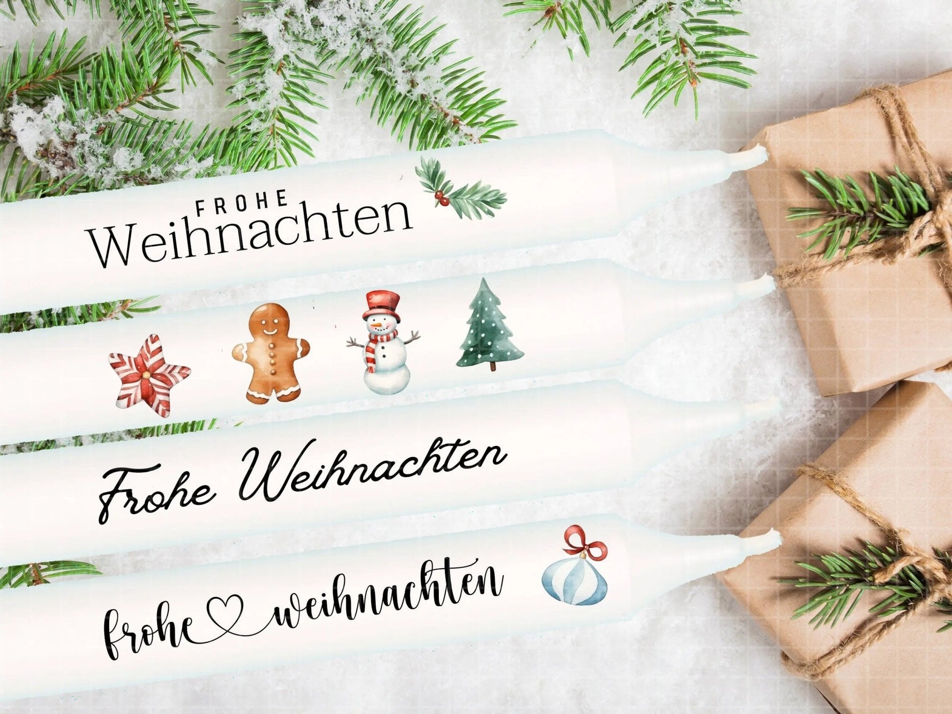 Weihnachten PDF Vorlage - Kerzen Tattoo Vorlage - Kerzen selbst gestalten - Kerzensticker Weihnachtszeit - Winterlicht Adventskerzen Deko - EmidaDesign