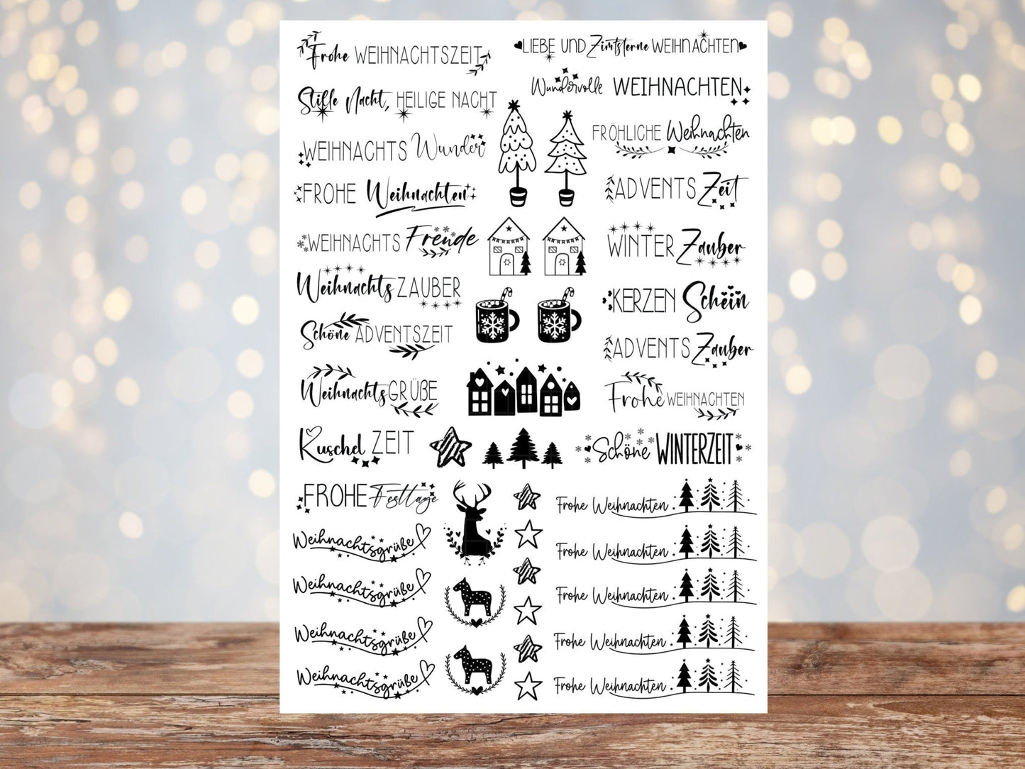 Weihnachten PDF Vorlage - Kerzen Tattoo Vorlage - Kerzen selbst gestalten - Kerzensticker Weihnachtszeit - Winterlicht Adventskerzen Deko - EmidaDesign