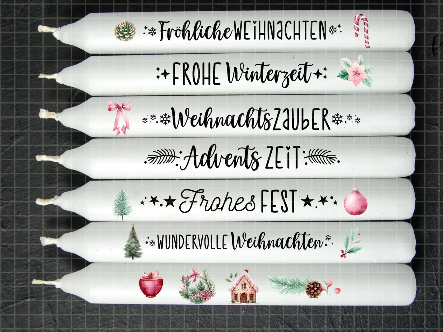 Weihnachten PDF Vorlage - Kerzen Tattoo Vorlage - Kerzen selbst gestalten - Kerzensticker Weihnachtszeit - Winterlicht Adventskerzen Deko - EmidaDesign