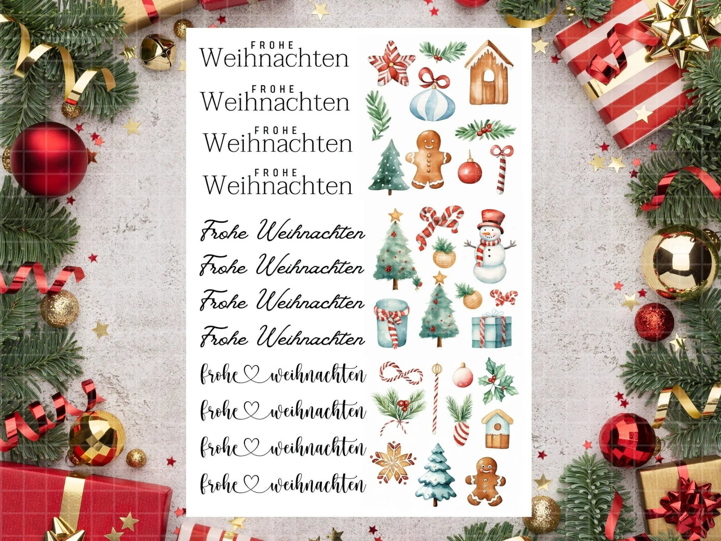 Weihnachten PDF Vorlage - Kerzen Tattoo Vorlage - Kerzen selbst gestalten - Kerzensticker Weihnachtszeit - Winterlicht Adventskerzen Deko - EmidaDesign