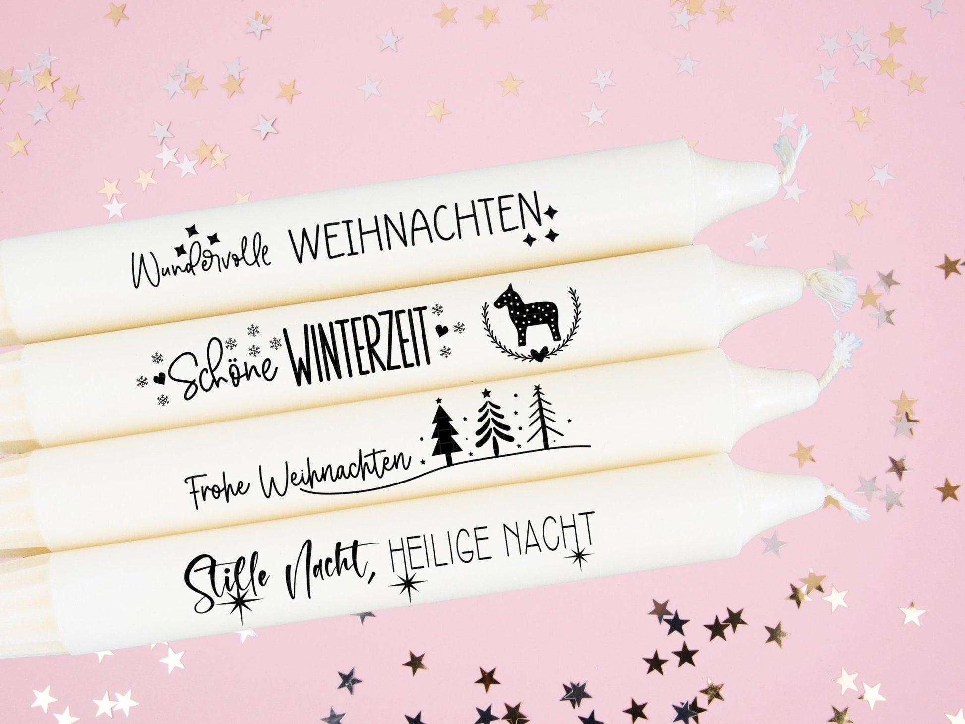 Weihnachten PDF Vorlage - Kerzen Tattoo Vorlage - Kerzen selbst gestalten - Kerzensticker Weihnachtszeit - Winterlicht Adventskerzen Deko - EmidaDesign