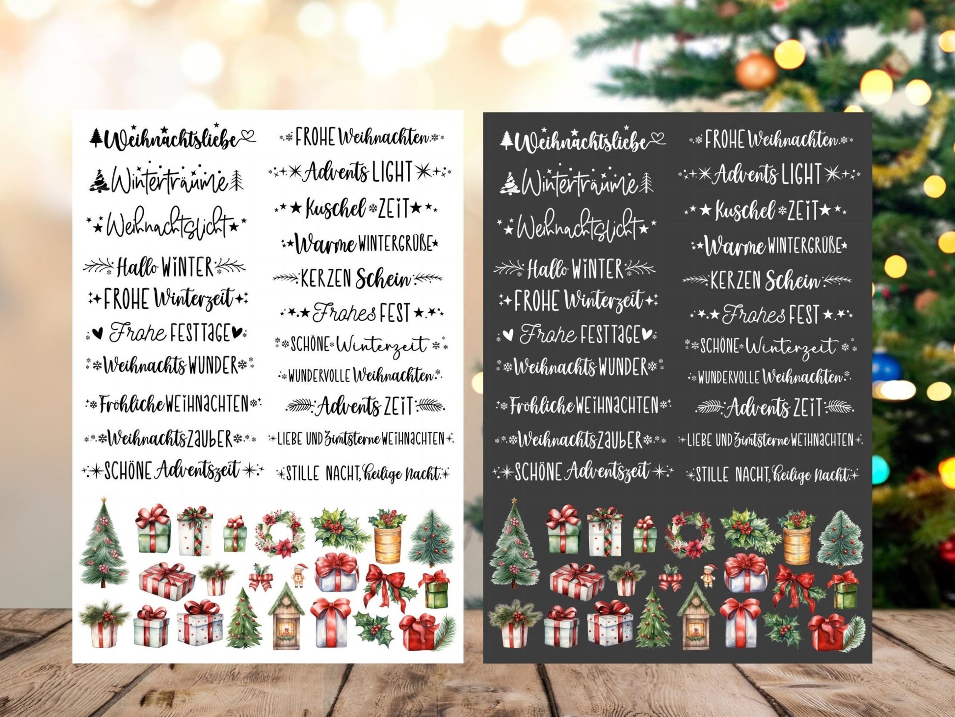 Weihnachten PDF Vorlage - Kerzentattoo Vorlage - Kerzen selbst gestalten - Kerzensticker Frohe Weihnachten - Winterkerze - Rub ons Sticker - EmidaDesign