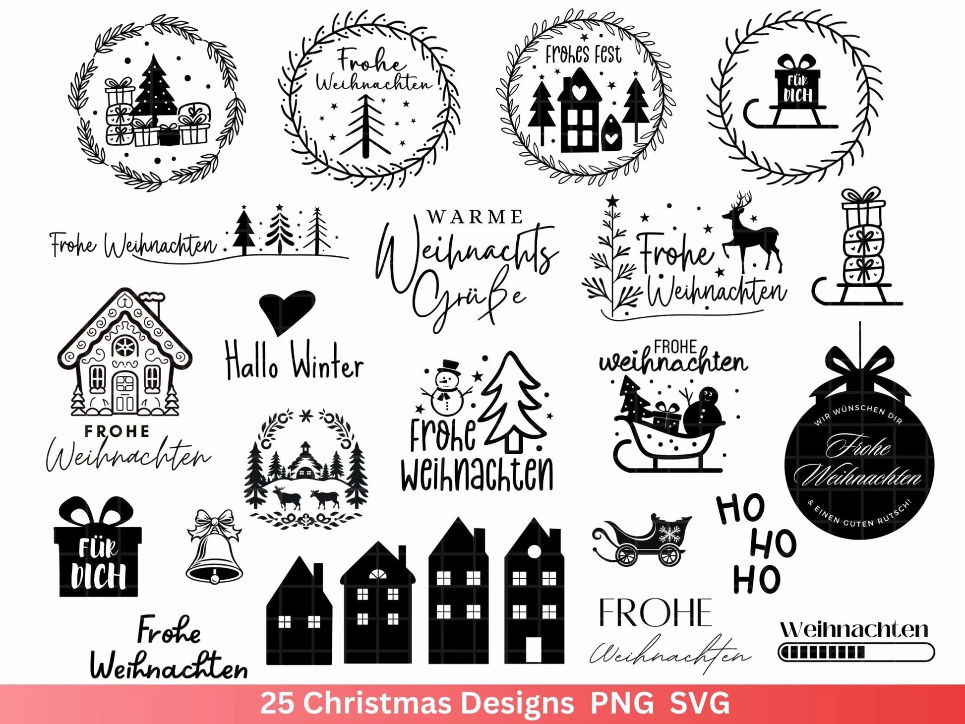 Weihnachten Plotterdatei Svg Png - Plotterdatei Advent- Schriftzüge Weihnachten deutsch - Silhouette Cricut Download - Weihnachtsgeschenk - EmidaDesign