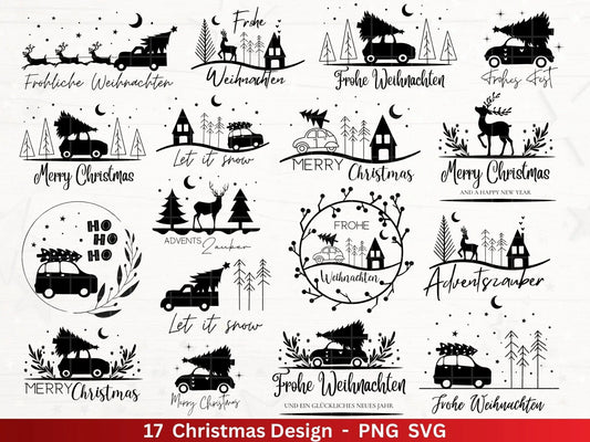 Weihnachten Plotterdatei Svg Png - Plotterdatei Advent - Schriftzüge Weihnachten deutsch - Silhouette Cricut Download - Weihnachtshäuser - EmidaDesign