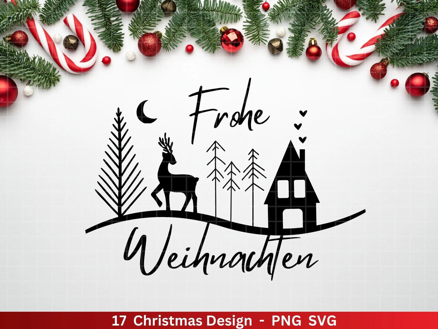 Weihnachten Plotterdatei Svg Png - Plotterdatei Advent - Schriftzüge Weihnachten deutsch - Silhouette Cricut Download - Weihnachtshäuser - EmidaDesign