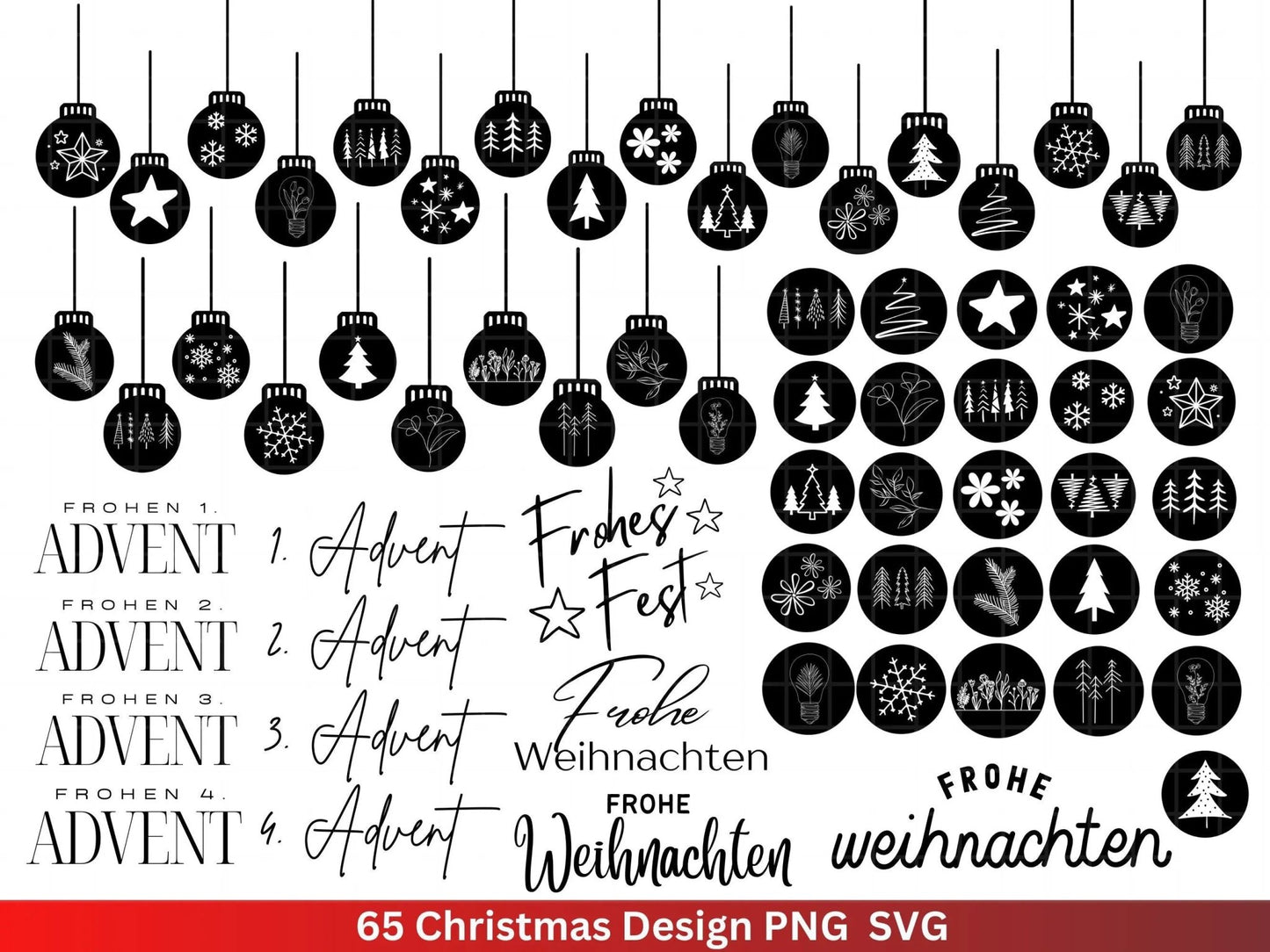 Weihnachten Plotterdatei Svg Png - Plotterdatei Advent- Weihnachtskugel svg - Silhouette Cricut Download - Frohe Weihnachten Bundle - EmidaDesign