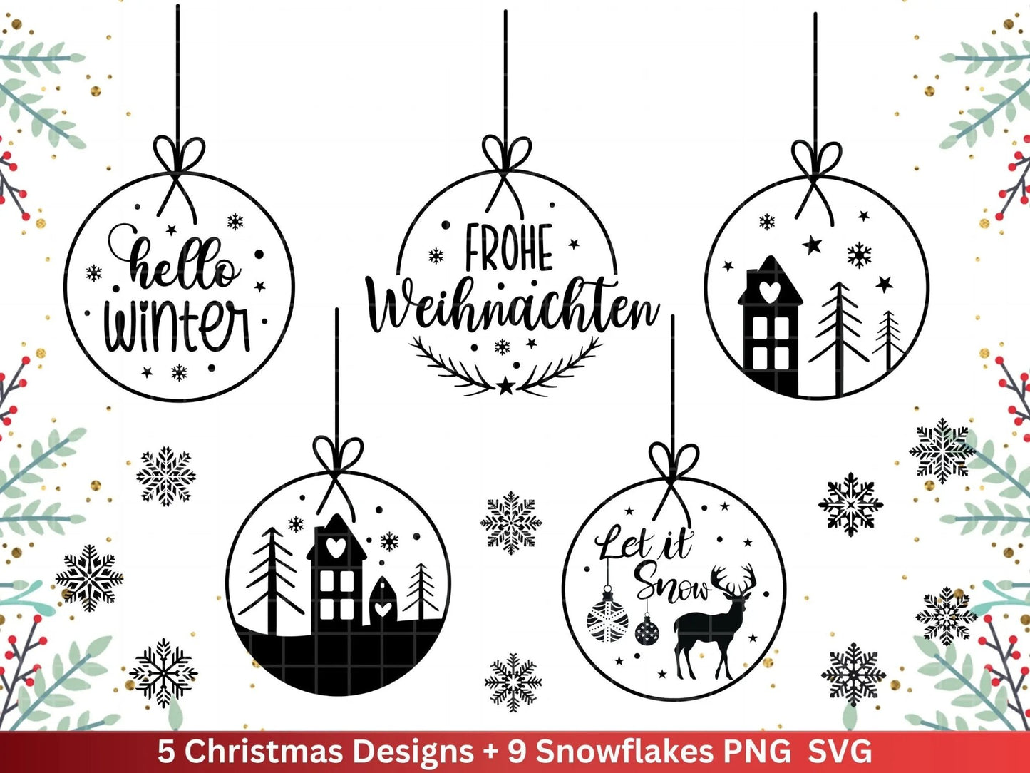 Weihnachten Plotterdatei Svg Png - Plotterdatei Hallo Winter - Schriftzüge Weihnachten deutsch - Silhouette Cricut Download - Clipart - EmidaDesign