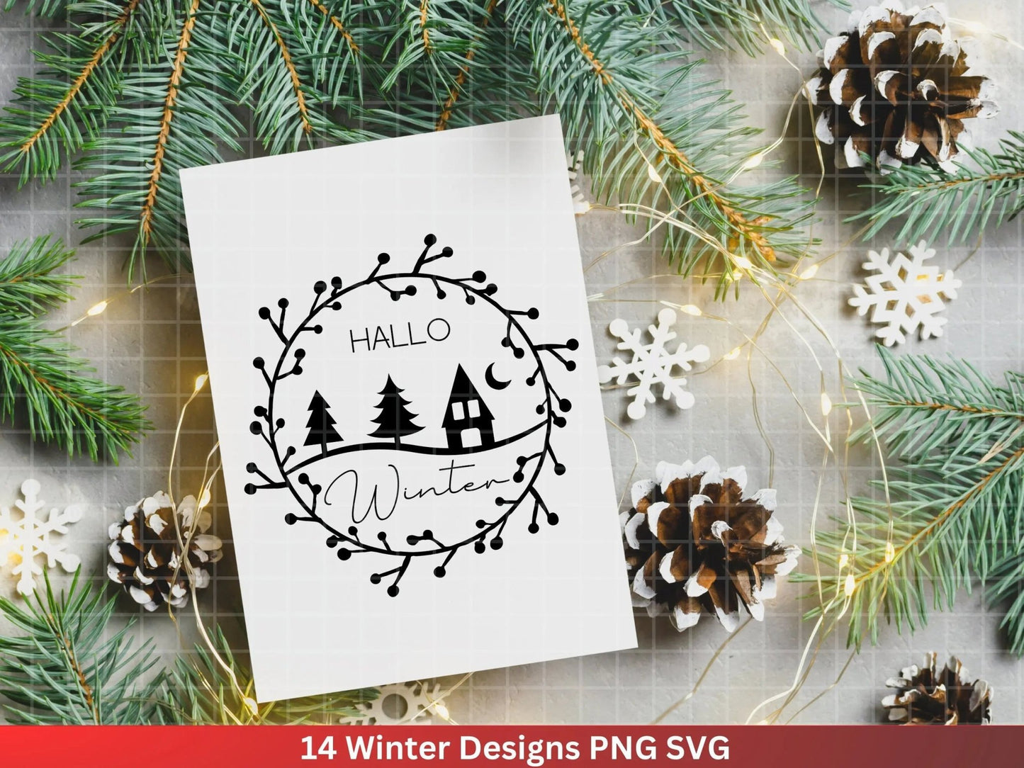 Weihnachten Plotterdatei Svg Png - Plotterdatei Hallo Winter - Schriftzüge Weihnachten deutsch - Silhouette Cricut Download - Weihnachten - EmidaDesign