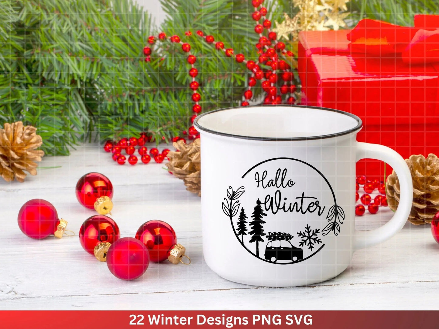 Weihnachten Plotterdatei Svg Png - Plotterdatei Hallo Winter - Schriftzüge Weihnachten deutsch - Silhouette Cricut Download - Weihnachten - EmidaDesign