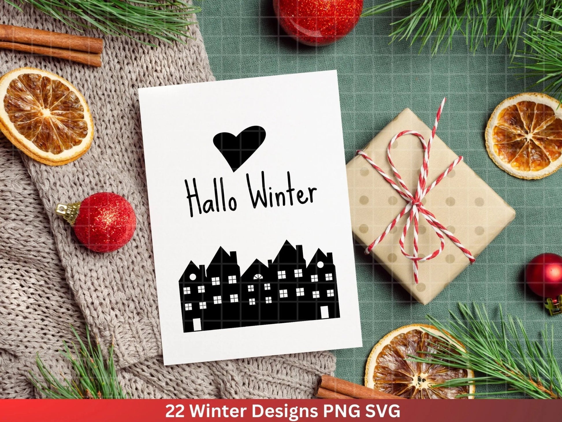 Weihnachten Plotterdatei Svg Png - Plotterdatei Hallo Winter - Schriftzüge Weihnachten deutsch - Silhouette Cricut Download - Weihnachten - EmidaDesign