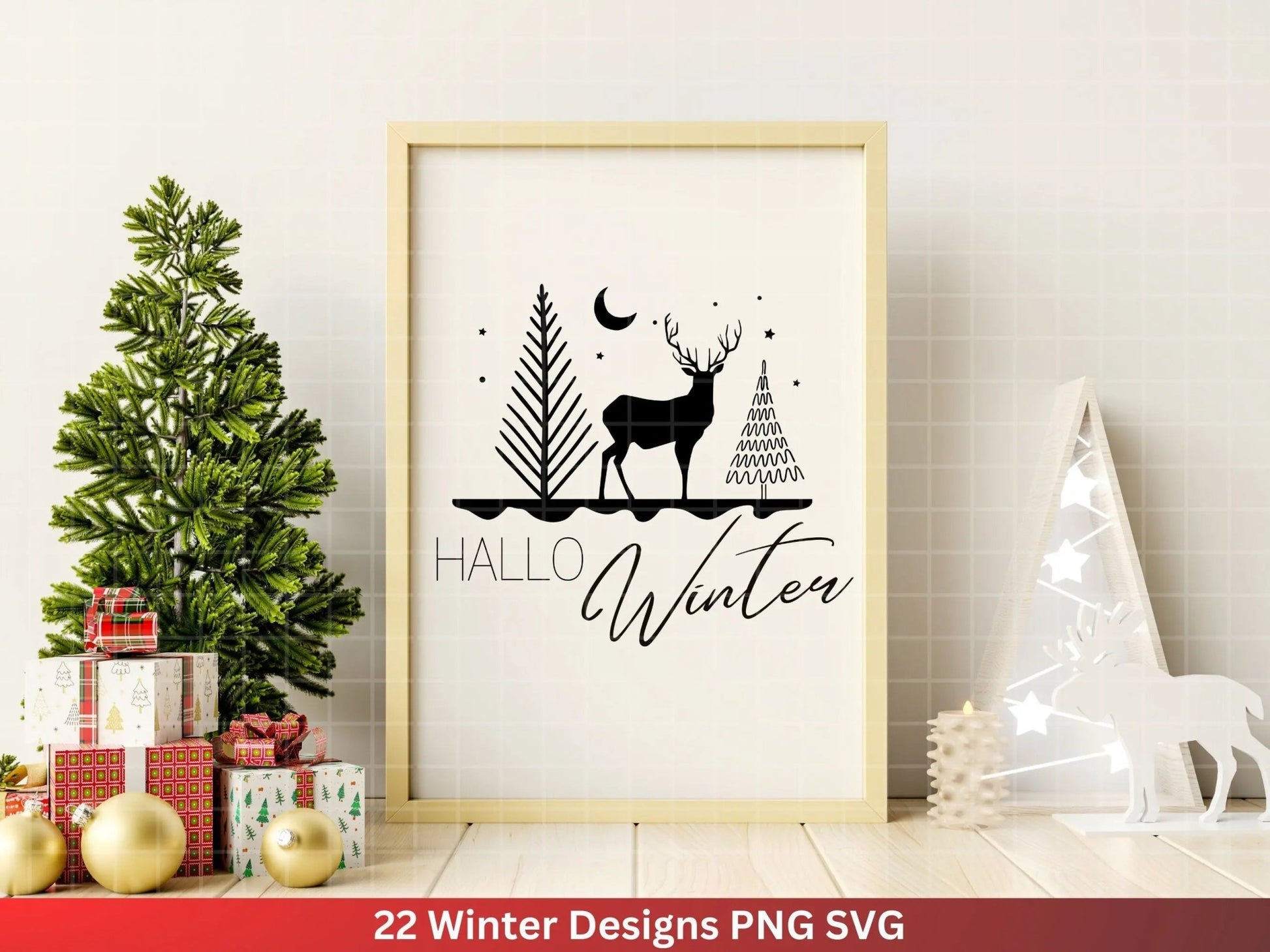 Weihnachten Plotterdatei Svg Png - Plotterdatei Hallo Winter - Schriftzüge Weihnachten deutsch - Silhouette Cricut Download - Weihnachten - EmidaDesign