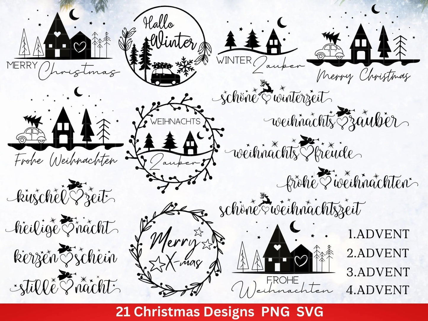 Weihnachten Plotterdatei Svg Png - Plotterdatei Home - Schriftzüge Weihnachten deutsch - Silhouette Cricut Download - Weihnachtsgeschenk - EmidaDesign