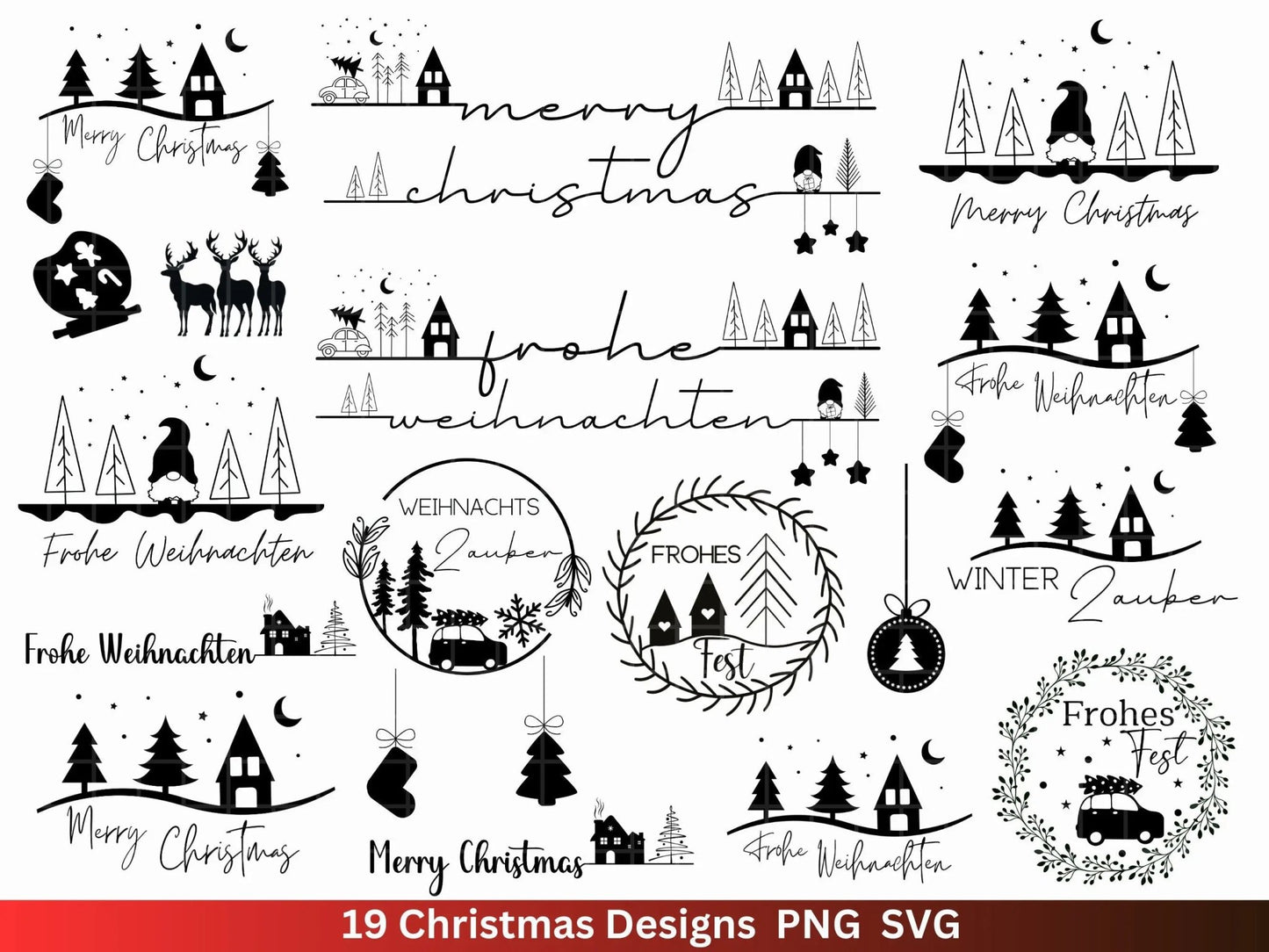 Weihnachten Plotterdatei Svg Png - Plotterdatei Home - Schriftzüge Weihnachten deutsch - Silhouette Cricut Download - Weihnachtsgeschenk - EmidaDesign