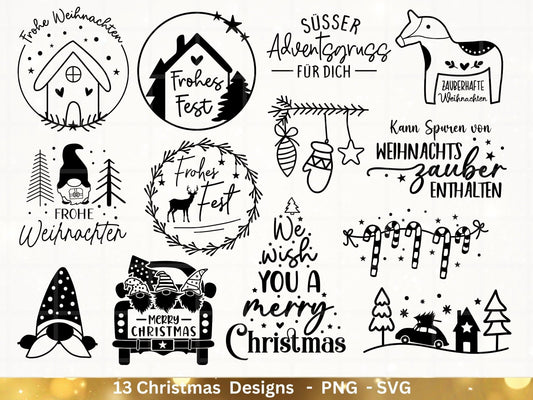 Weihnachten Plotterdatei Svg Png - Plotterdatei Home - Schriftzüge Weihnachten deutsch - Silhouette Cricut Download - Weihnachtshäuser - EmidaDesign