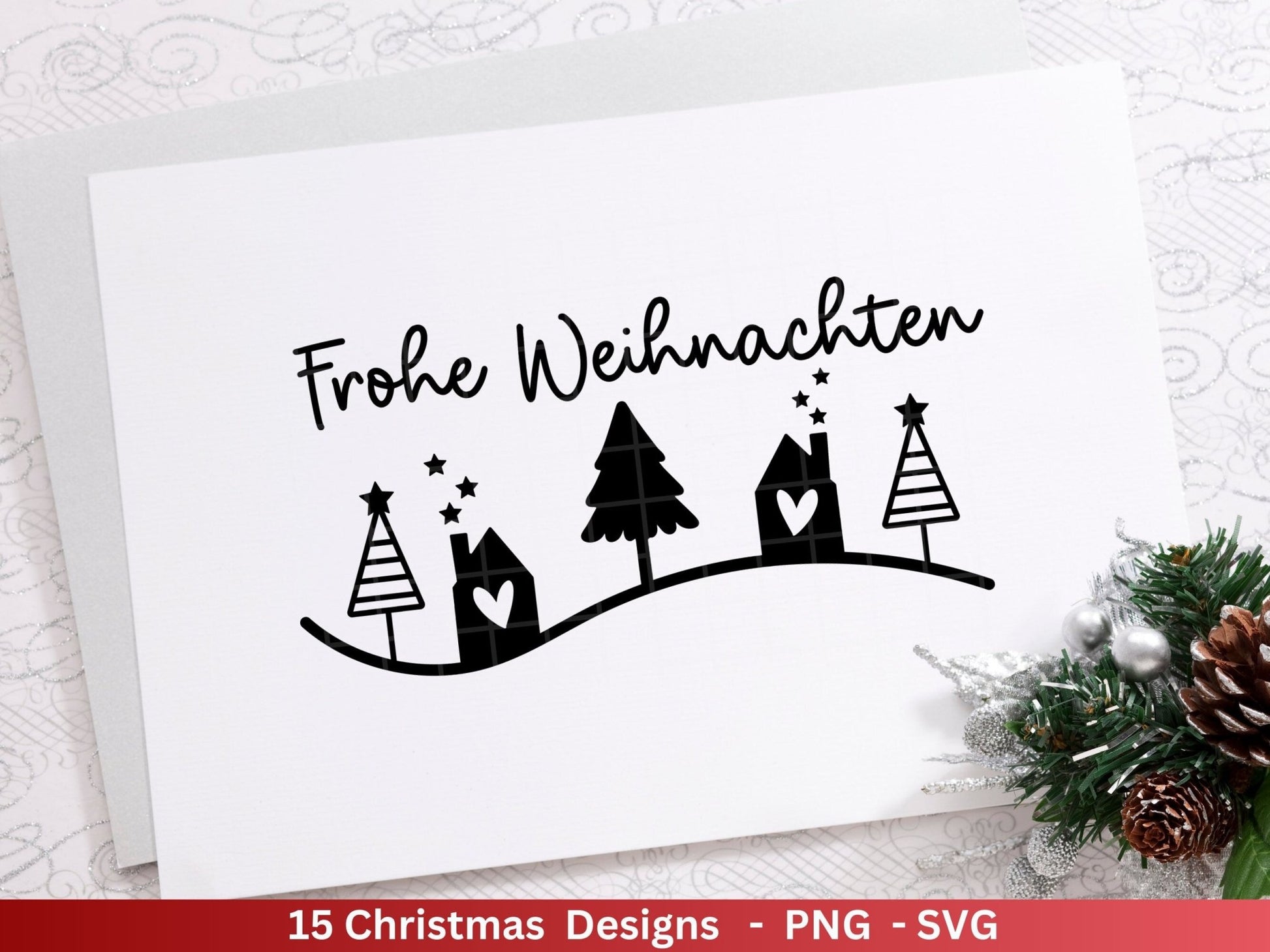 Weihnachten Plotterdatei Svg Png - Plotterdatei Home - Schriftzüge Weihnachten deutsch - Silhouette Cricut Download - Weihnachtshäuser - EmidaDesign