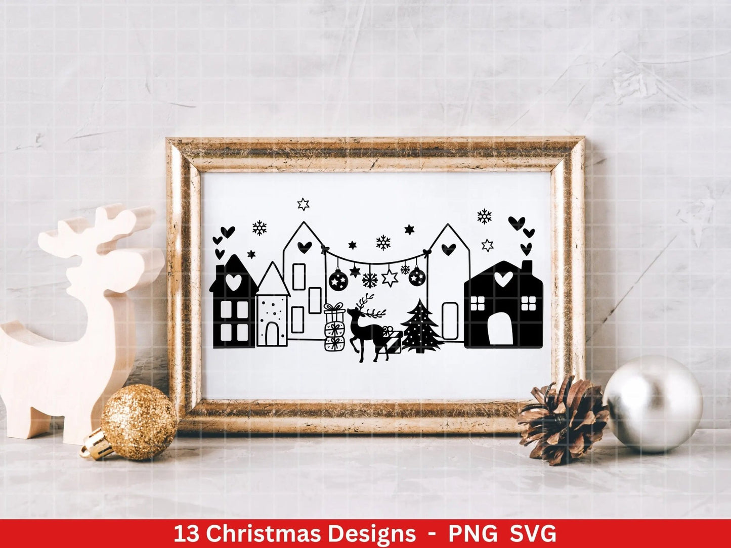 Weihnachten Plotterdatei Svg Png - Plotterdatei Home - Schriftzüge Weihnachten deutsch - Silhouette Cricut Download - Weihnachtshäuser - EmidaDesign