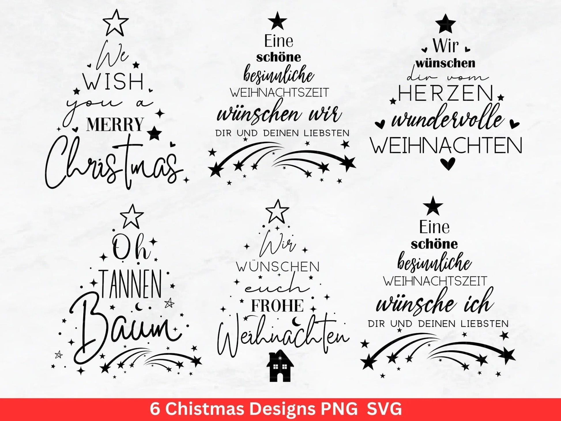 Weihnachten Plotterdatei Svg Png - Plotterdatei Home - Schriftzüge Weihnachten deutsch - Silhouette Cricut Download - Weihnachtshäuser - EmidaDesign