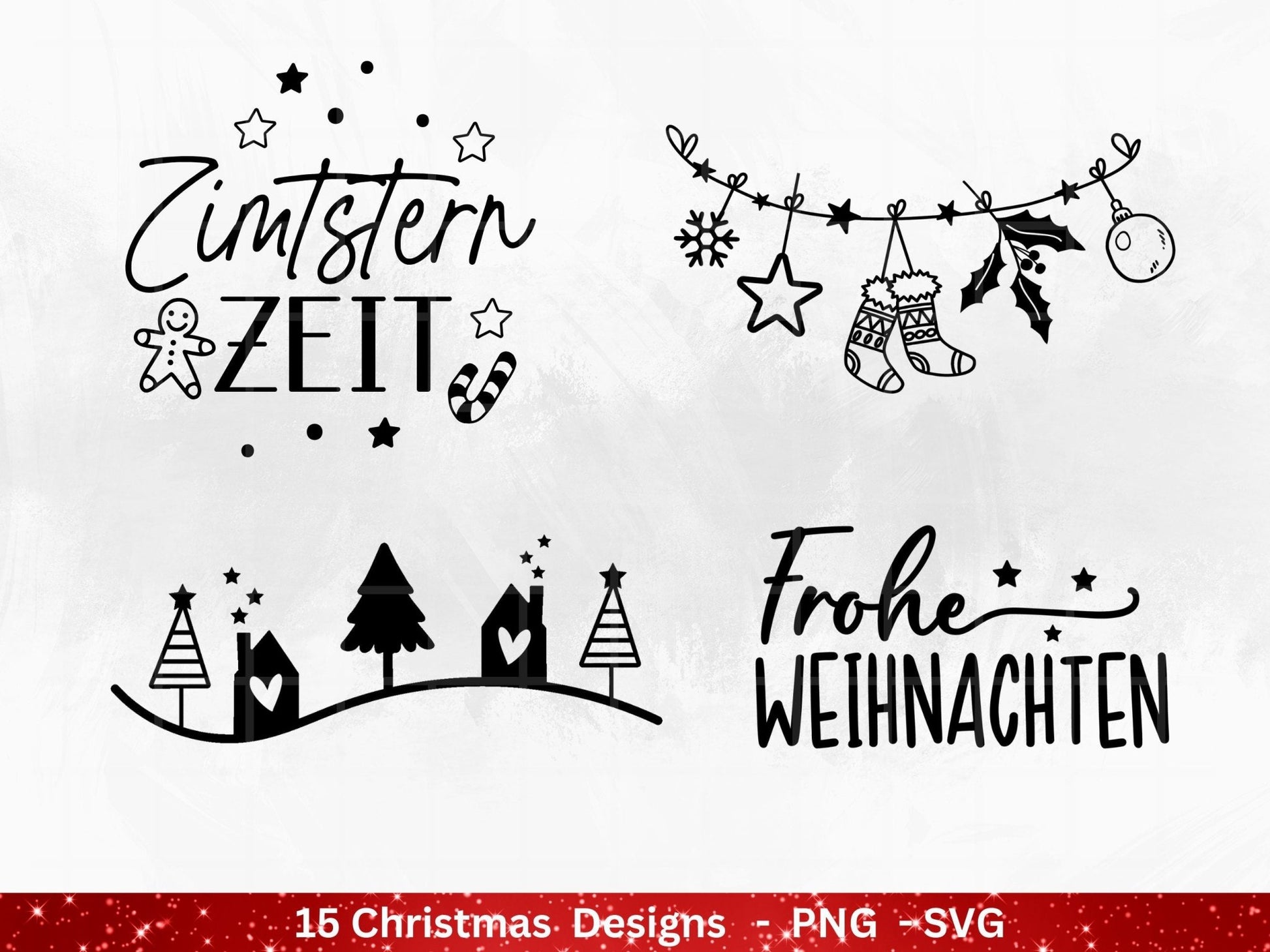 Weihnachten Plotterdatei Svg Png - Plotterdatei Home - Schriftzüge Weihnachten deutsch - Silhouette Cricut Download - Weihnachtshäuser - EmidaDesign