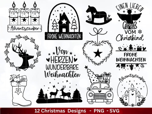 Weihnachten Plotterdatei Svg Png - Plotterdatei Home - Schriftzüge Weihnachten deutsch - Silhouette Cricut Download - Weihnachtshäuser - EmidaDesign