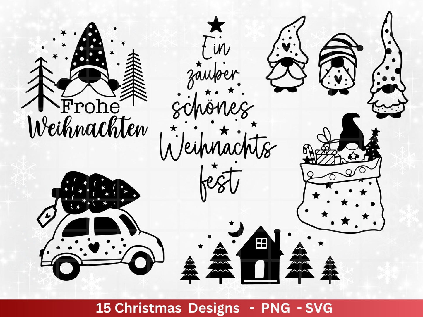 Weihnachten Plotterdatei Svg Png - Plotterdatei Home - Schriftzüge Weihnachten deutsch - Silhouette Cricut Download - Weihnachtshäuser - EmidaDesign