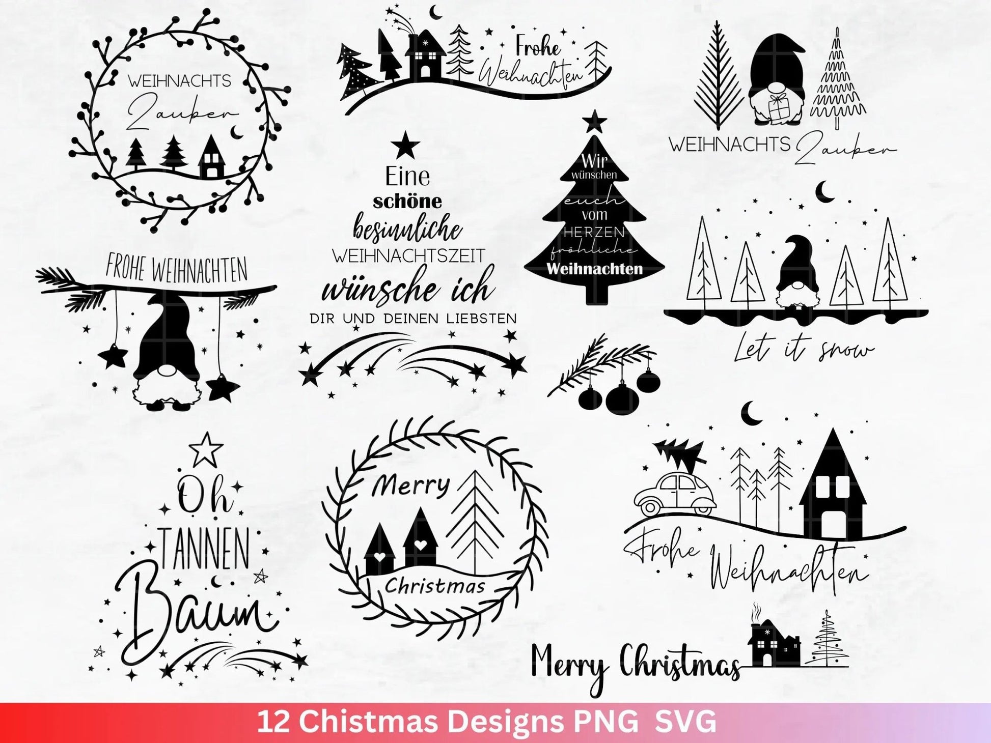 Weihnachten Plotterdatei Svg Png - Plotterdatei Home - Schriftzüge Weihnachten deutsch - Silhouette Cricut Download - Weihnachtshäuser - EmidaDesign