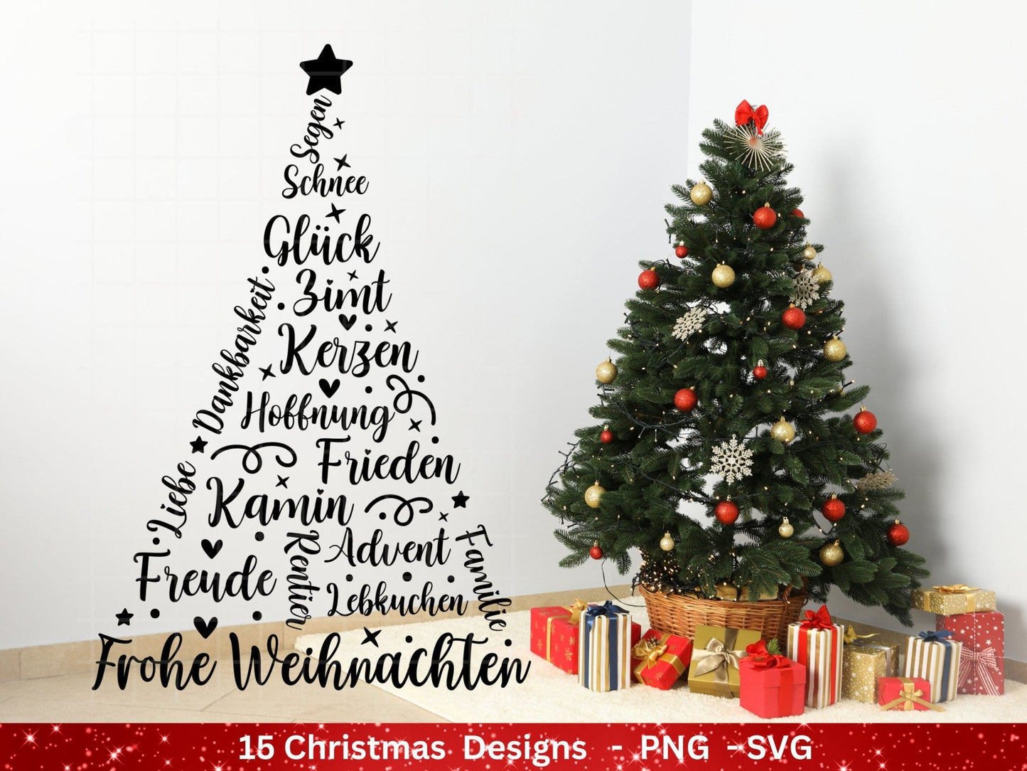 Weihnachten Plotterdatei Svg Png - Plotterdatei Home - Schriftzüge Weihnachten deutsch - Silhouette Cricut Download - Weihnachtshäuser - EmidaDesign