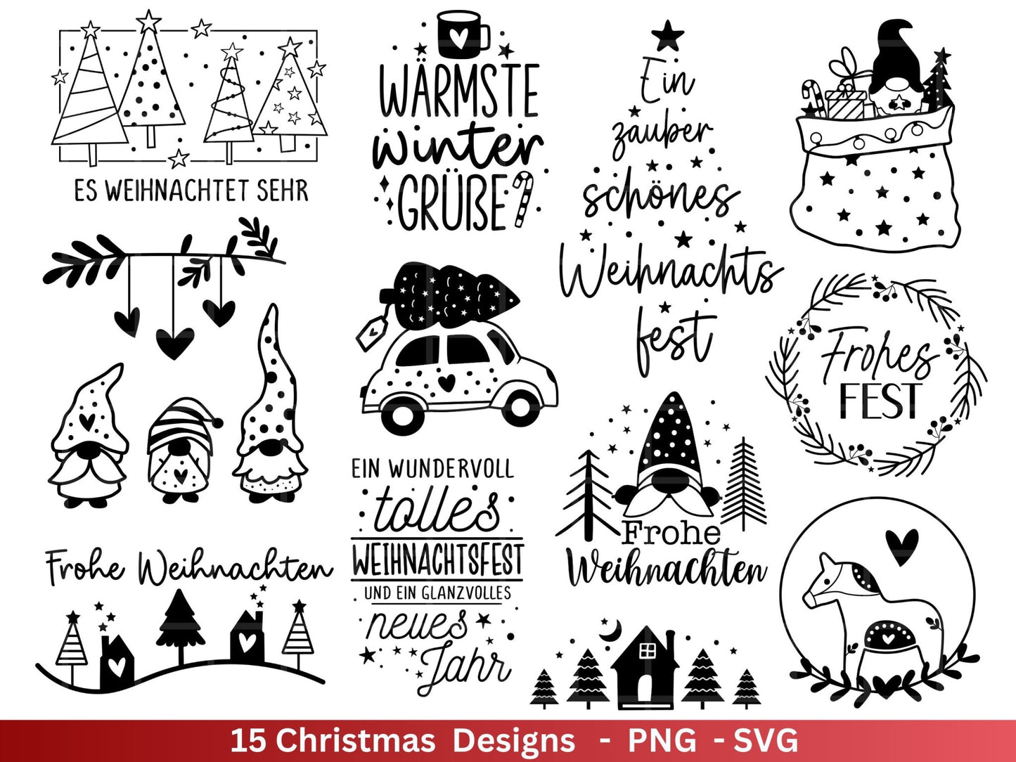 Weihnachten Plotterdatei Svg Png - Plotterdatei Home - Schriftzüge Weihnachten deutsch - Silhouette Cricut Download - Weihnachtshäuser - EmidaDesign