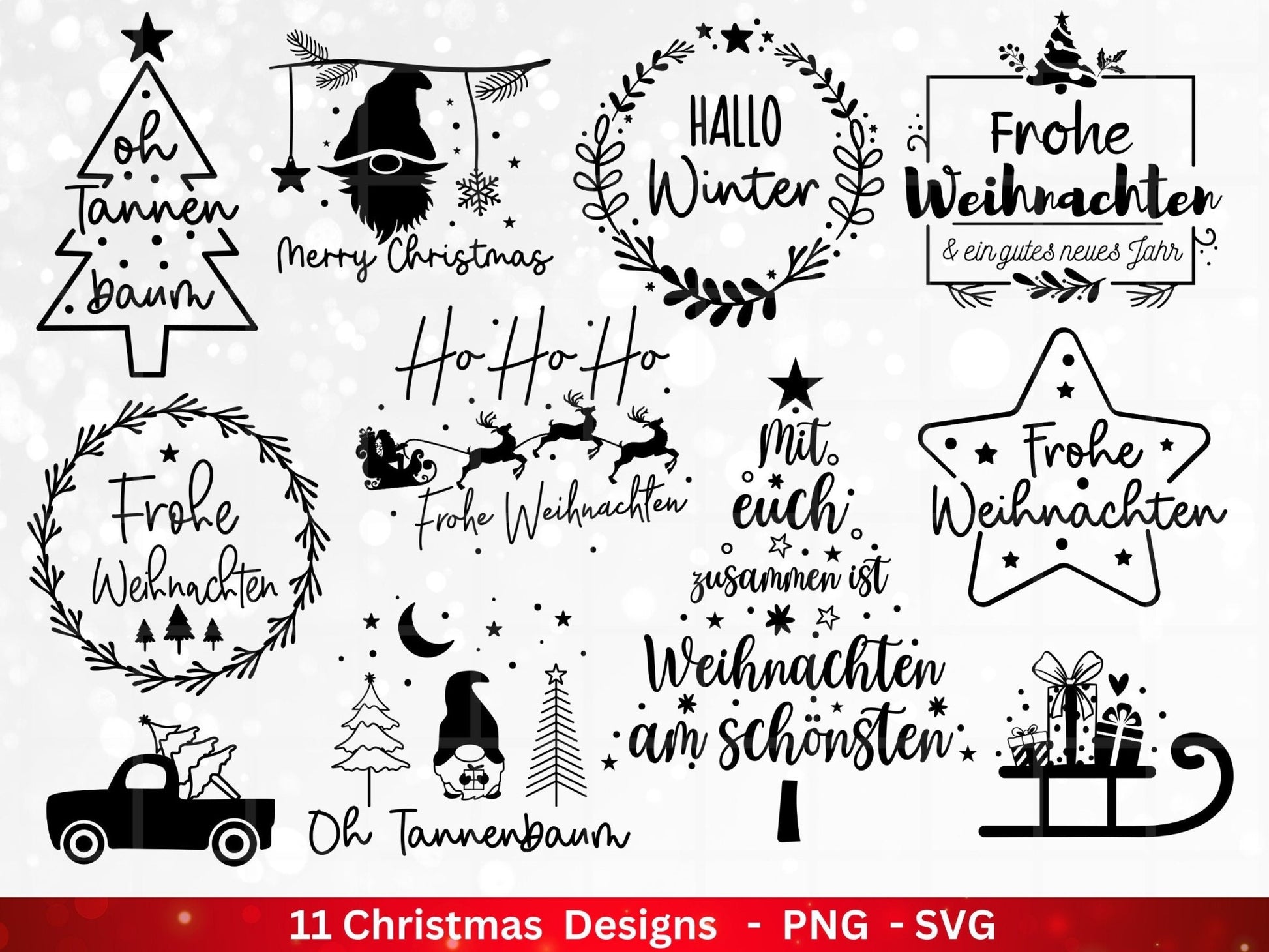 Weihnachten Plotterdatei Svg Png - Plotterdatei Home - Schriftzüge Weihnachten deutsch - Silhouette Cricut Download - Weihnachtshäuser - EmidaDesign