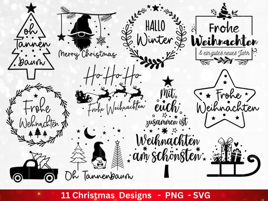 Weihnachten Plotterdatei Svg Png - Plotterdatei Home - Schriftzüge Weihnachten deutsch - Silhouette Cricut Download - Weihnachtshäuser - EmidaDesign