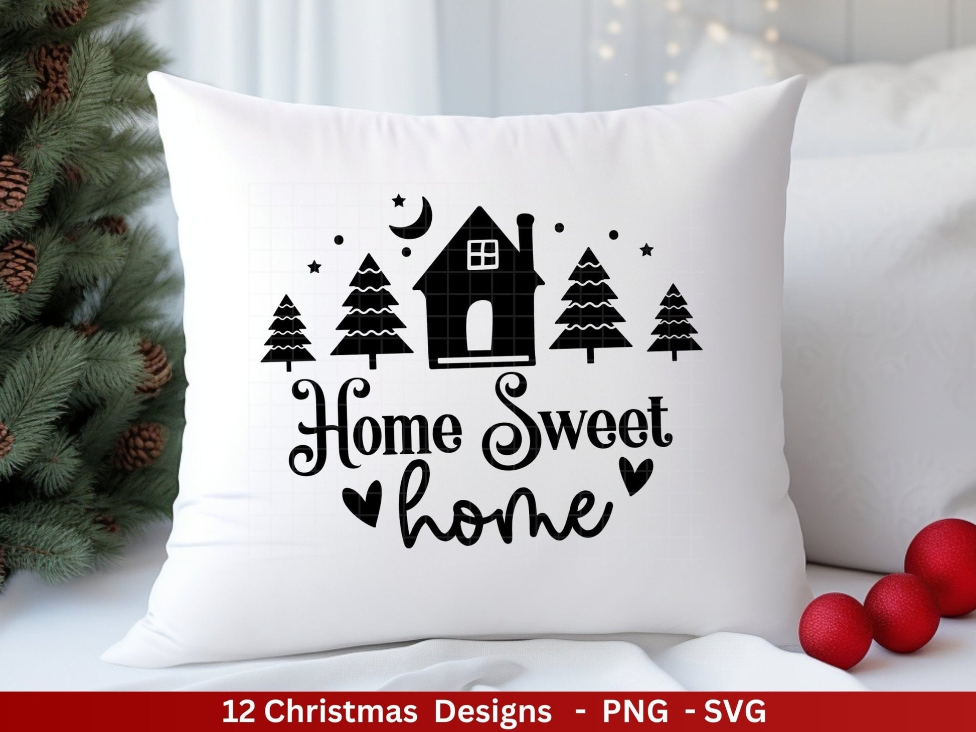 Weihnachten Plotterdatei Svg Png - Plotterdatei Home - Schriftzüge Weihnachten deutsch - Silhouette Cricut Download - Weihnachtshäuser - EmidaDesign