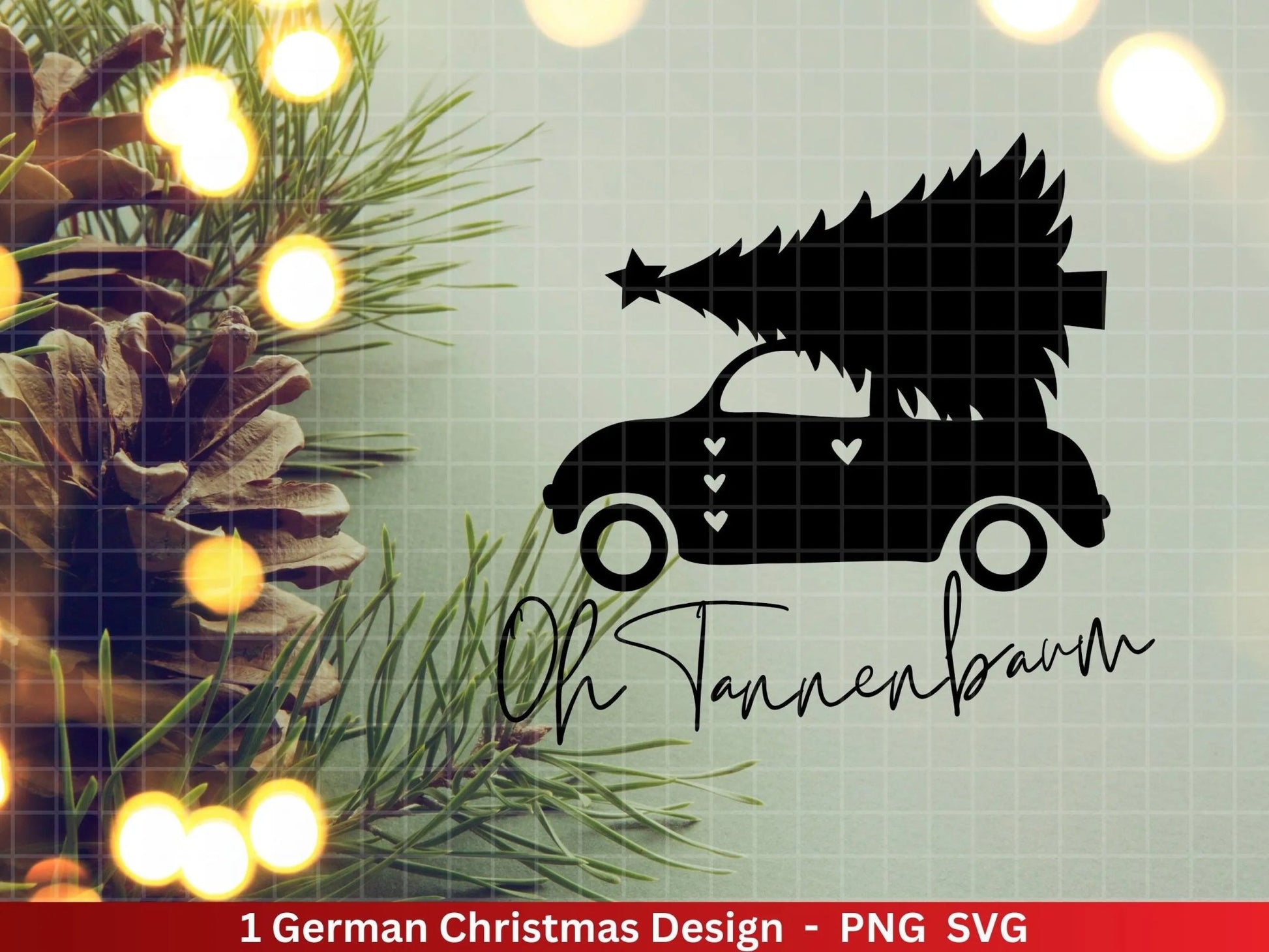 Weihnachten Plotterdatei Svg Png - Plotterdatei Weihnachten Auto - Schriftzüge Weihnachten deutsch - Silhouette Cricut Download - Tannebaum - EmidaDesign