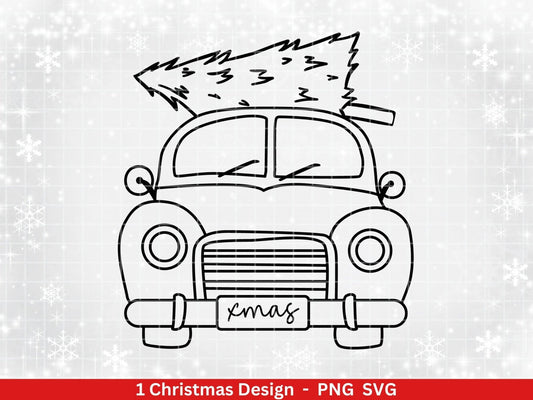 Weihnachten Plotterdatei Svg Png - Plotterdatei Weihnachten Auto - Schriftzüge Weihnachten deutsch - Silhouette Cricut Download - Tannebaum - EmidaDesign