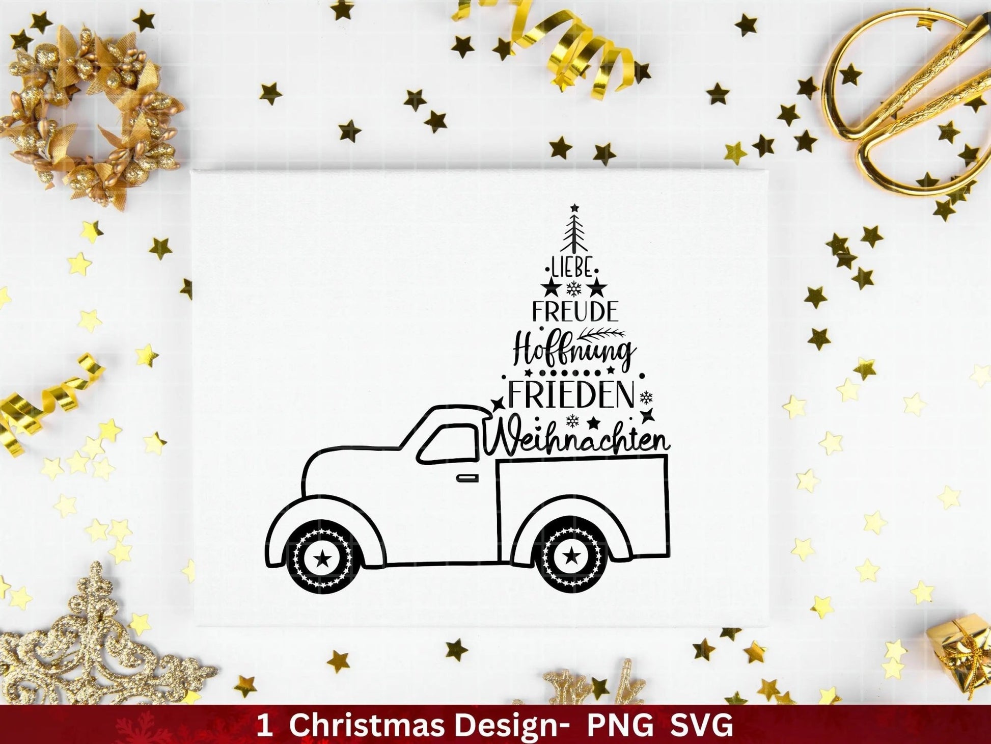 Weihnachten Plotterdatei Svg Png - Plotterdatei Weihnachten Auto - Schriftzüge Weihnachten deutsch - Silhouette Cricut Download - Tannebaum - EmidaDesign