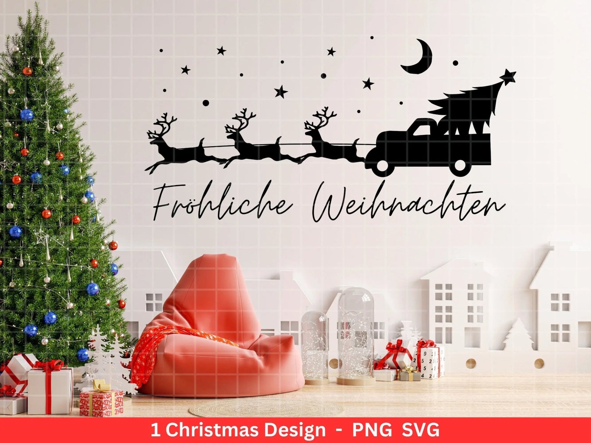 Weihnachten Plotterdatei Svg Png - Plotterdatei Weihnachten Auto - Schriftzüge Weihnachten deutsch - Silhouette Cricut Download - Tannebaum - EmidaDesign