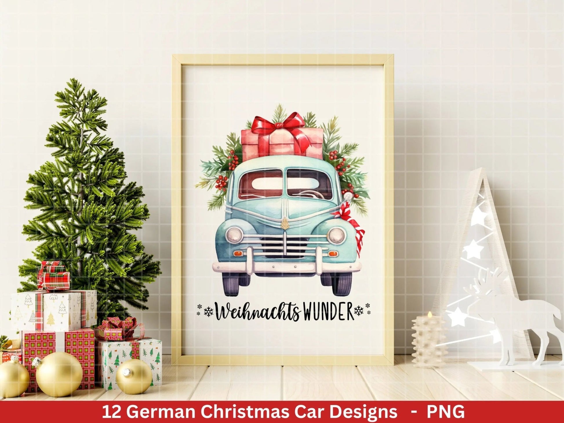 Weihnachten Plotterdatei Svg Png - Plotterdatei Weihnachten Auto - Schriftzüge Weihnachten deutsch - Silhouette Cricut Download - Tannenbaum - EmidaDesign