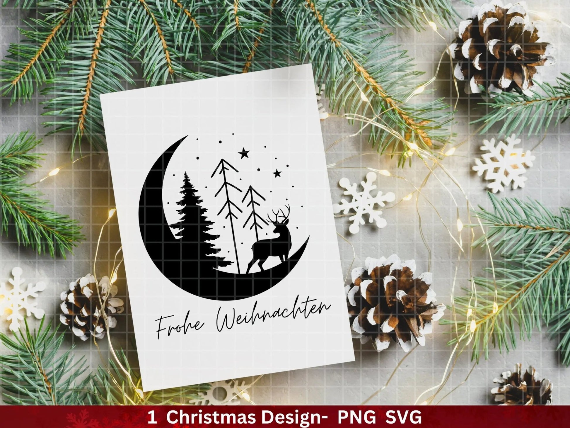 Weihnachten Plotterdatei Svg Png - Plotterdatei Weihnachten Mond - Schriftzüge Weihnachten deutsch - Silhouette Cricut Download - Tannebaum - EmidaDesign